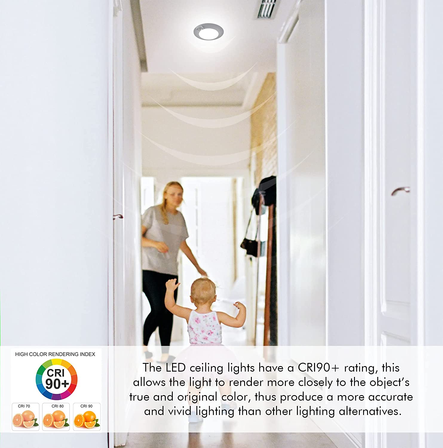 Motion Sensor Ceiling Light, 5CCT, 120V CRI90 10W,6.5 inch 2700K/3000K/3500K/4000K/5000K Selectable LED Flush Mount Fixture For Garage,Walk-in Closet,Attic,Pantry Wet location