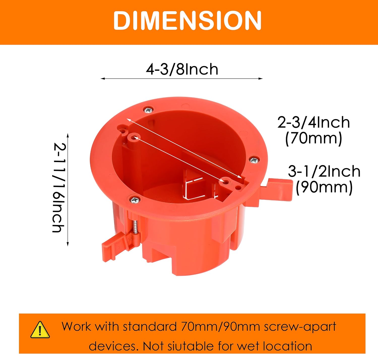 Round Electrical Box, 18 Cubic Inches, UL Listed, 3 PCs