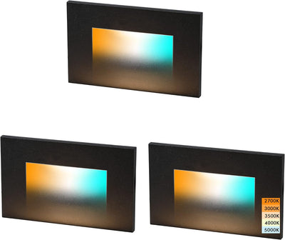 LED Step/Stair Light, 120V 3W 5CCT, Dimmable, Black, 3 PCs