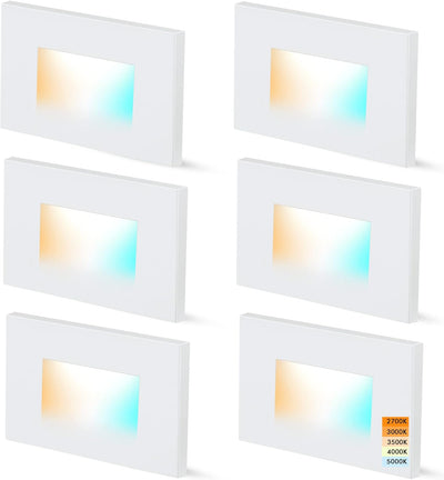LED Step/Stair Light, 120V 3W 5CCT, Dimmable, White, 6 PCs