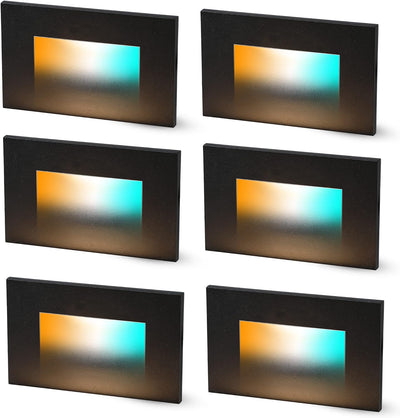 LED Step/Stair Light, 120V 3W 5CCT, Dimmable, Black, 6 PCs