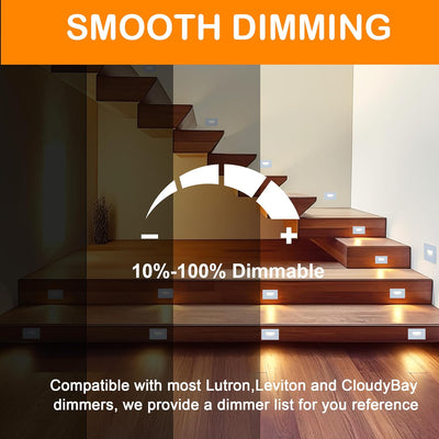 LED Step/Stair Light, 120V 3W 5CCT, Dimmable, White, 3 PCs