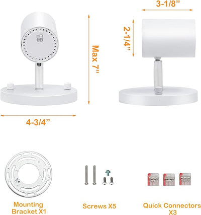 CLOUDY BAY LED Flush Mount Ceiling Spot Light,CRI90+ 9W 3000K 4000K 5000K Selectable Dimmable,Adjustable Tilt Angle Ceiling Track Light Head,White