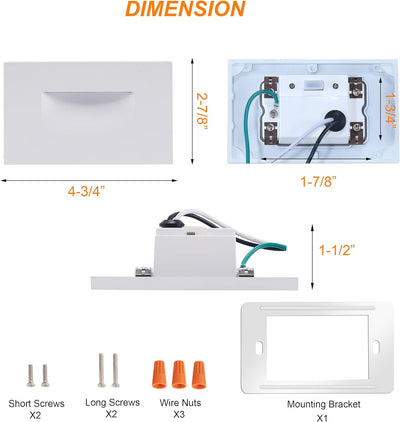 LED Step/Stair Light, 120V 3W 5CCT, Dimmable, White, 3 PCs