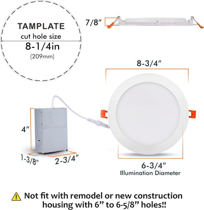 Smart Ultra Thin LED Recessed Light, Wifi, 8 Inch, White, 4 PCs