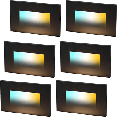LED Step/Stair Light, 120V 3W, Dimmable, 3CCT, Metal Black, 6 PCs