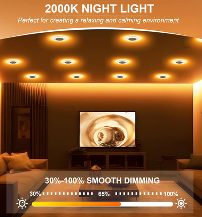 6 inch Swivel LED Gimbal Recessed Light with Night Light,120V CRI90+,5CCT, White Finish, 4 PCs