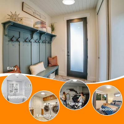 5 Color Temperature LED Flush Mount Ceiling Light,7.5 Inch,120V 15W Dimmable, CRI 90+,2700K/3000K/3500K/4000K/5000K Adjustable,White Finish