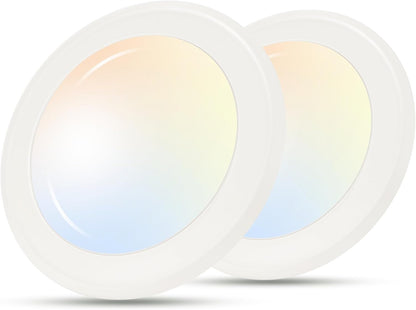 5 Color Temperature LED Flush Mount Ceiling Light,7.5 Inch,120V 15W Dimmable, CRI 90+,2700K/3000K/3500K/4000K/5000K Adjustable,White Finish