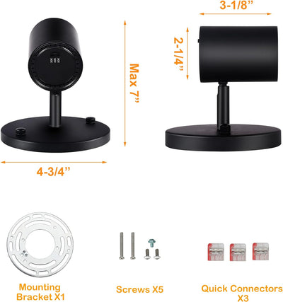 CLOUDY BAY LED Flush Mount Ceiling Spot Light,CRI90+ 9W 3000K 4000K 5000K Selectable Dimmable,Adjustable Tilt Angle Ceiling Track Light Head,Black