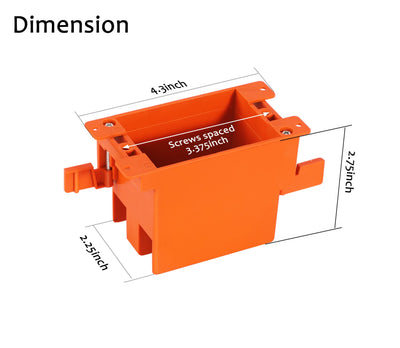 Install diagram: clamping ears grip drywall, cable clamps hold wires