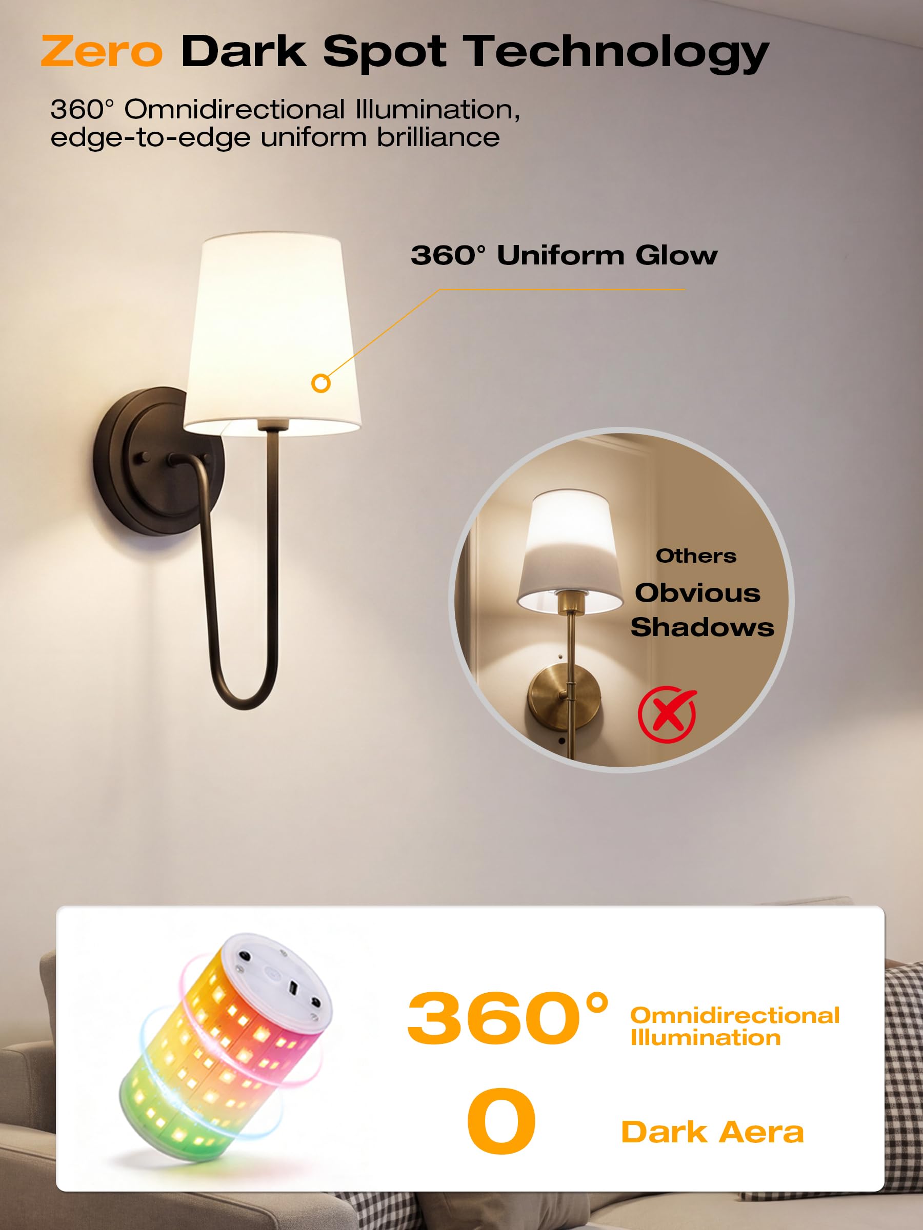 Magnetic bulb detaches for USB-C charging — no wiring, no wall damage