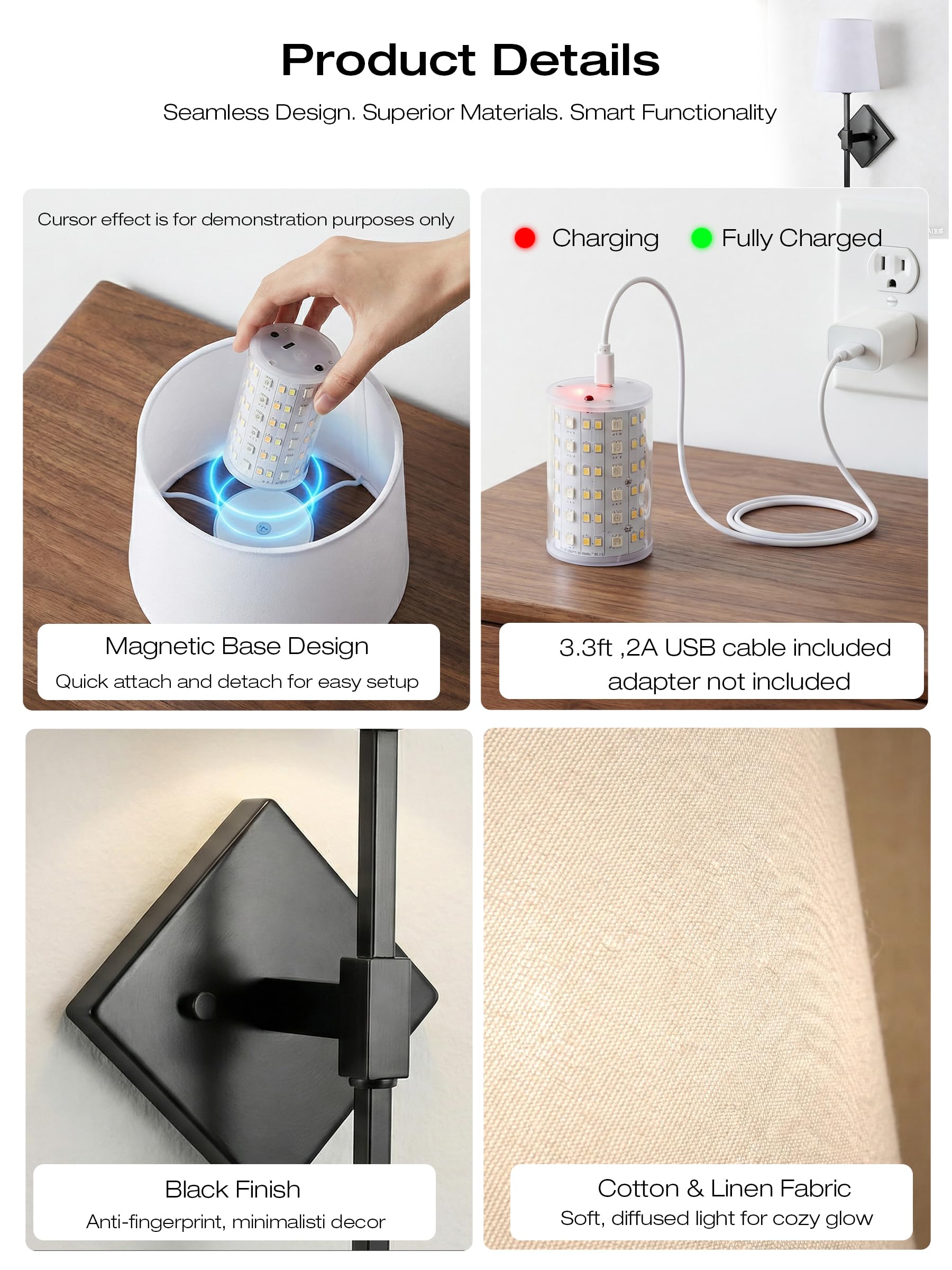 What's in the box: 2 sconces, remotes, USB-C cable, mounting hardware
