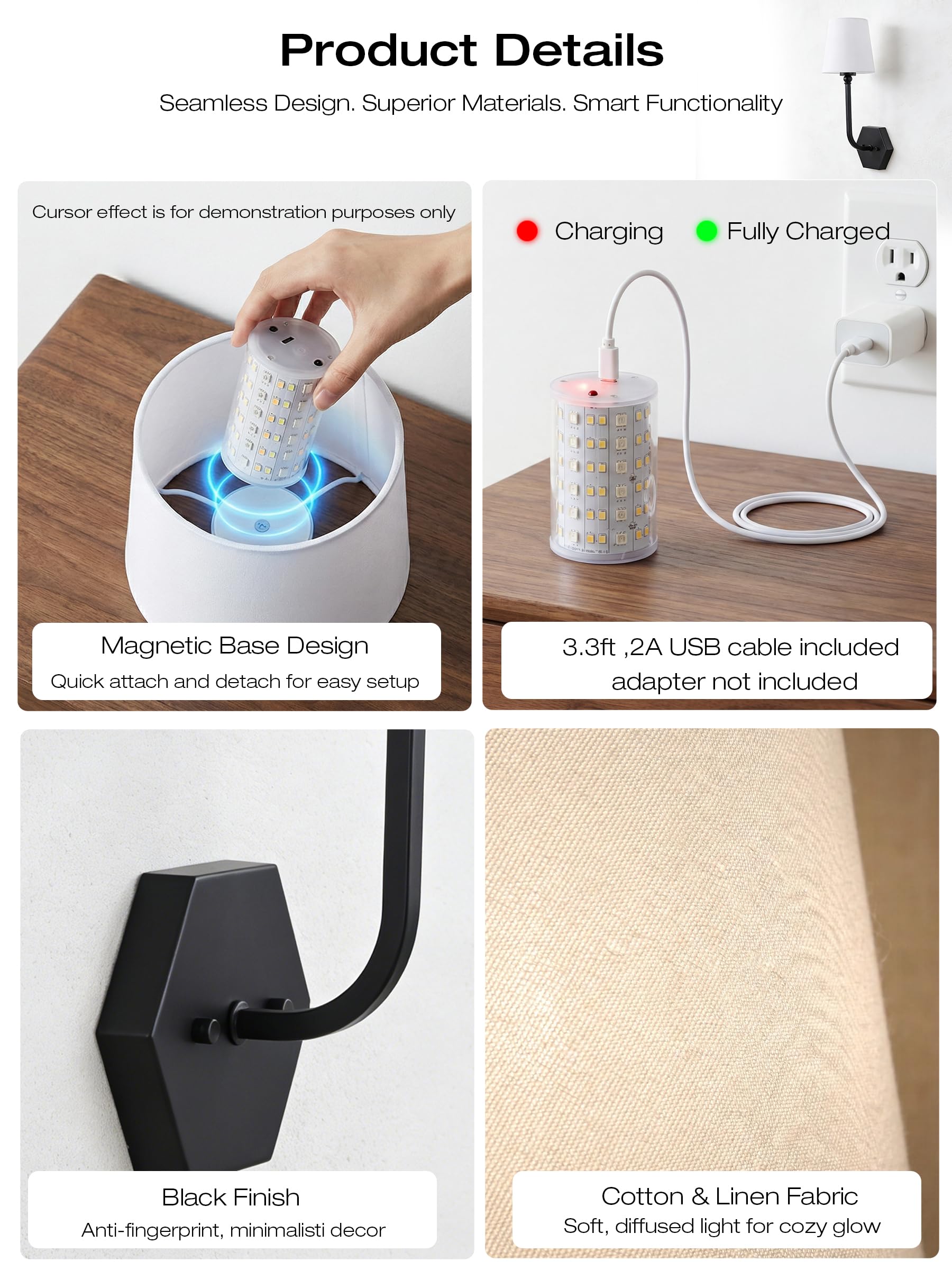 What's in the box: 2 sconces, remotes, USB-C cable, mounting hardware