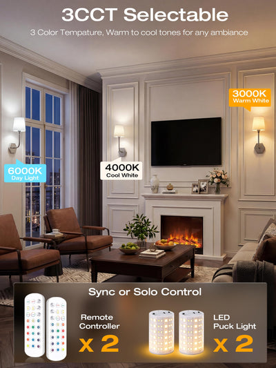 Remote control callouts: 3 color temperatures, 12 RGB colors, smart timer