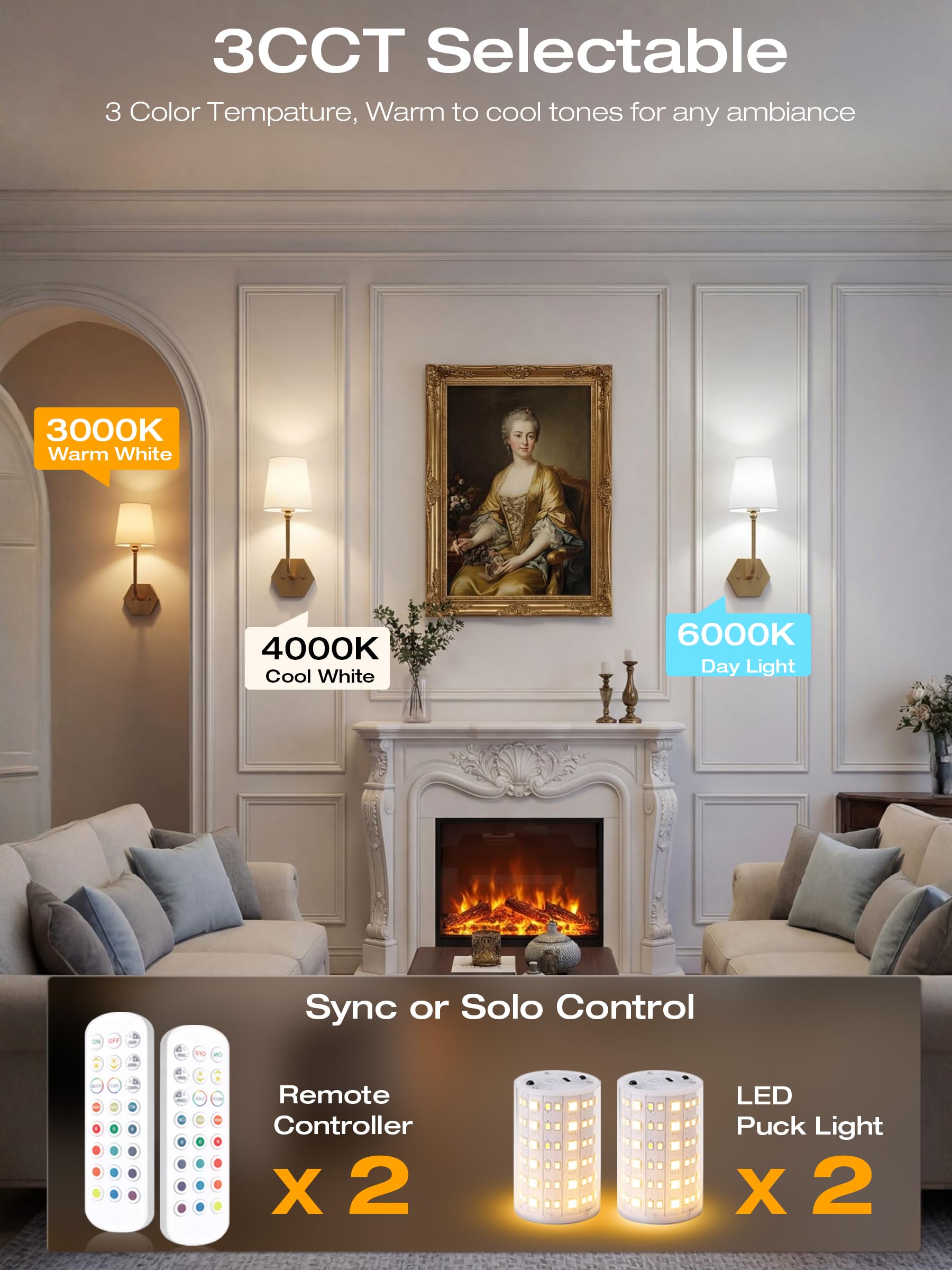 Remote control callouts: 3 color temperatures, 12 RGB colors, smart timer