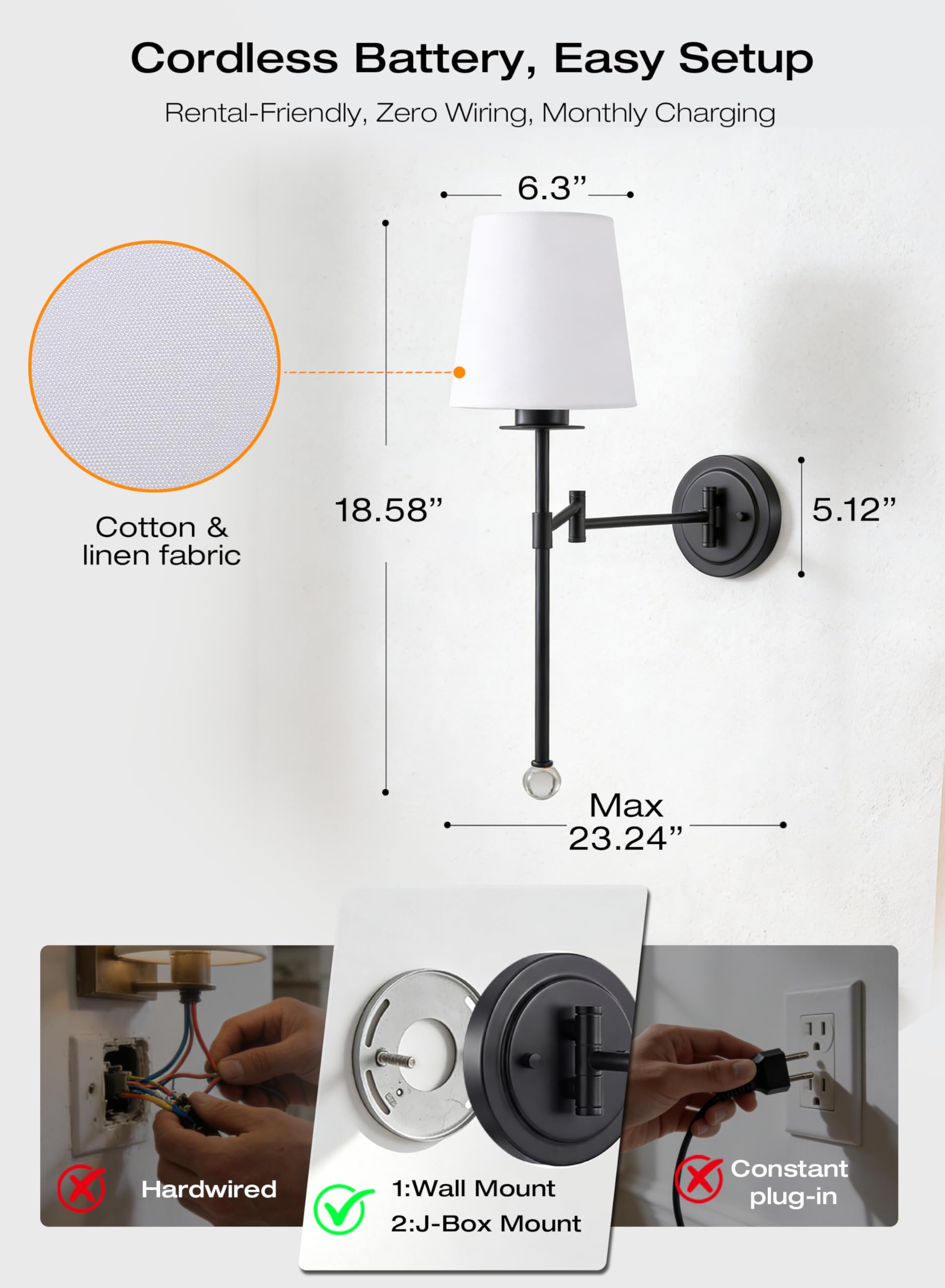 What's in the box: 2 sconces, remotes, USB-C cable, mounting hardware