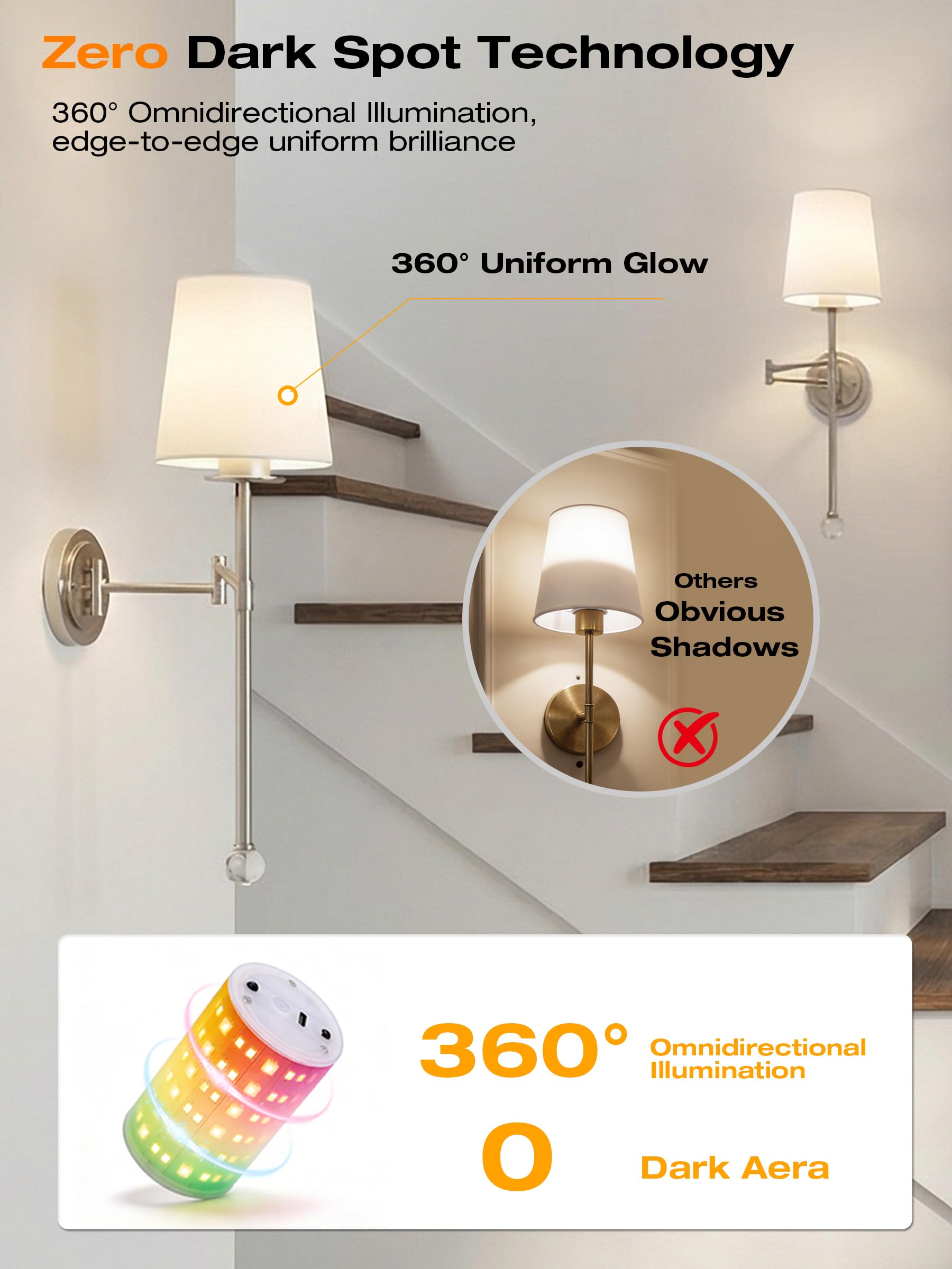 Dimension diagram: 18.6-inch height marked on the brushed nickel cylinder sconce