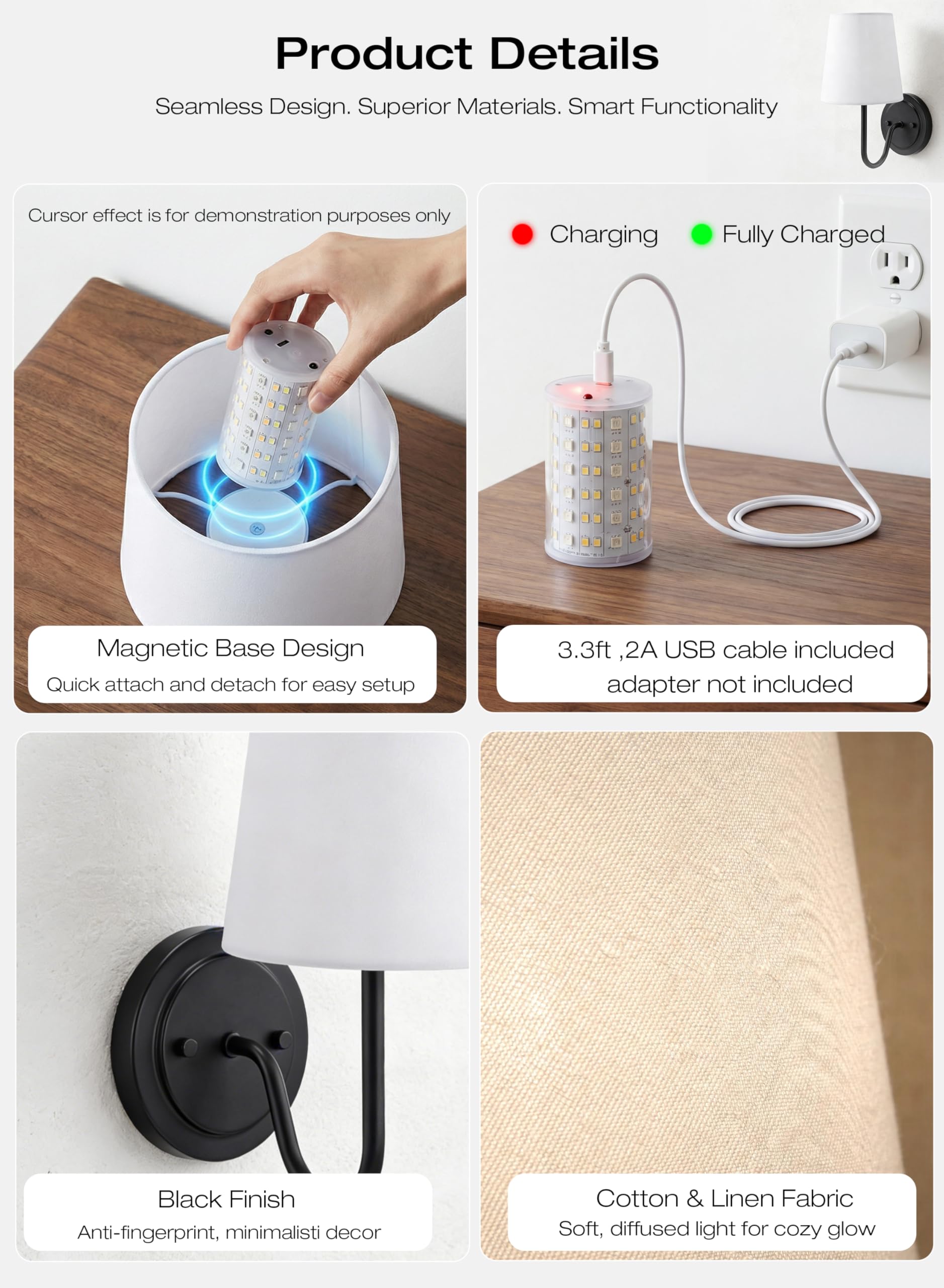 What's in the box: 2 sconces, remotes, USB-C cable, mounting hardware