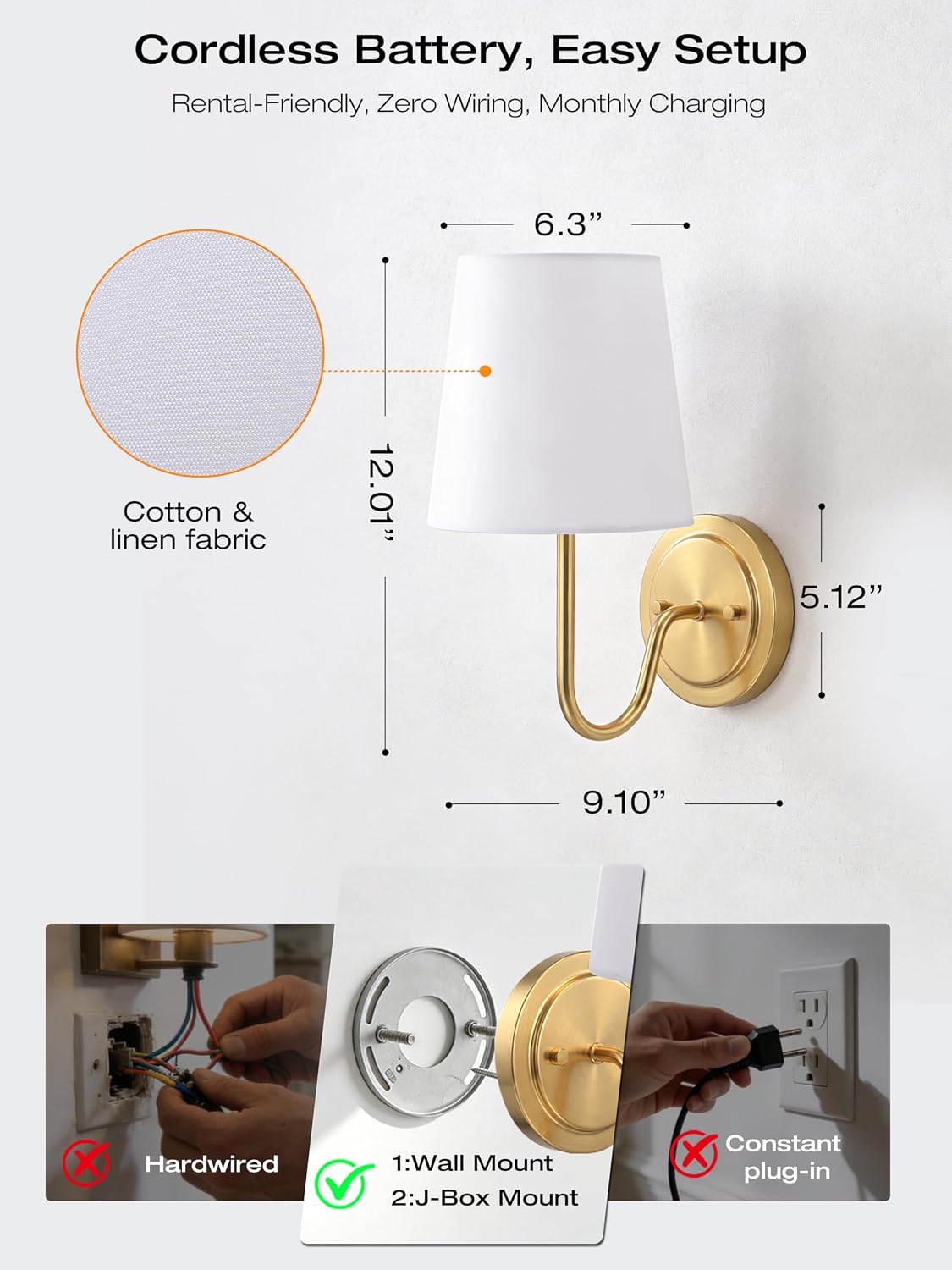 Three wall sconces mounted at different heights showing placement options for hallway and bedside