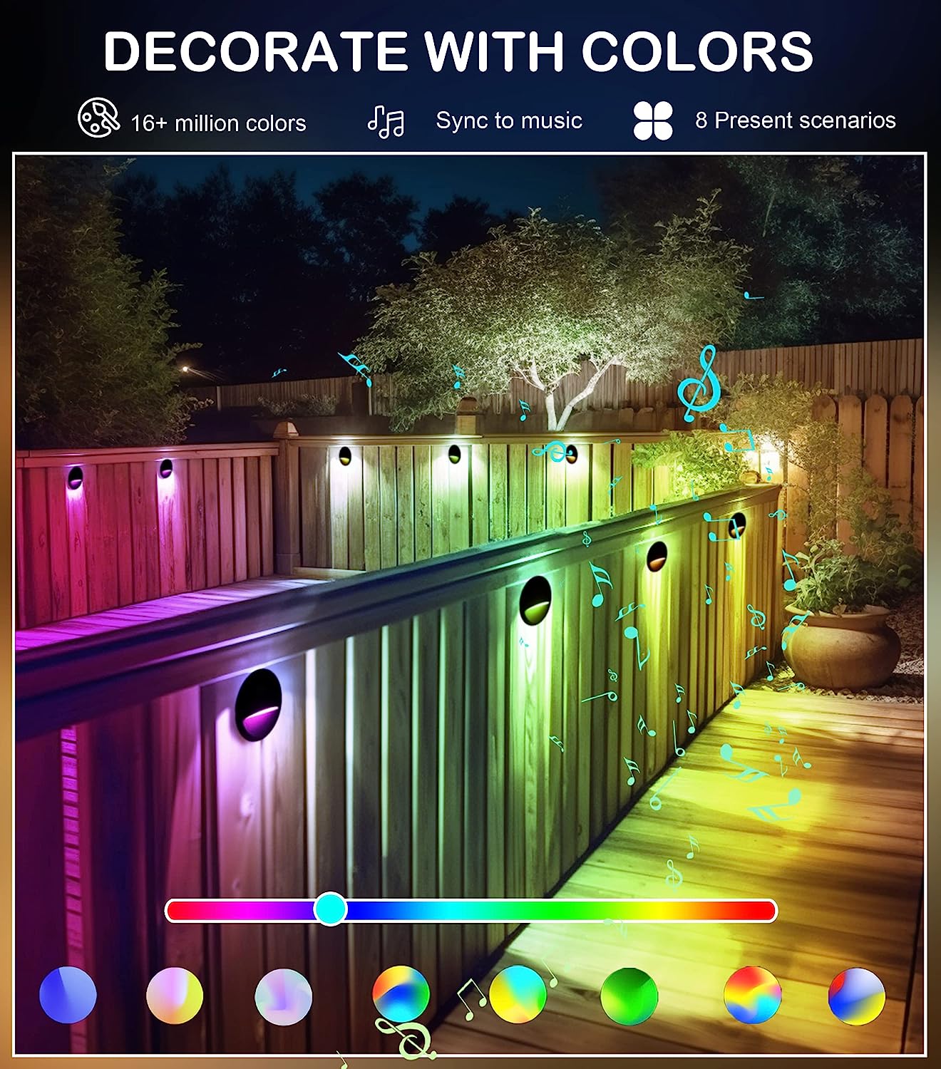CloudyBay [6 Pack] Low Voltage Smart LED Deck Lights,12V Outdoor Step Lights,RGBCW  Color Changing Landscape Lighting,3W 2700K-6500K – Cloudy Bay Lighting