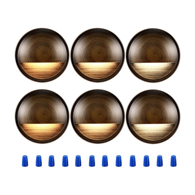 Six round bronze 3CCT deck lights with half-moon shields arranged in a 3x2 grid on white background