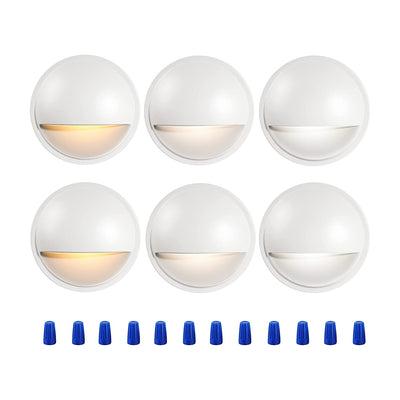 Cloudy Bay 3CCT LED deck lights, six round white fixtures with half-moon shields glowing on white background