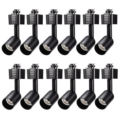 Cloudy Bay 12-pack matte black cylinder GU10 track light heads for H-type track systems, white background