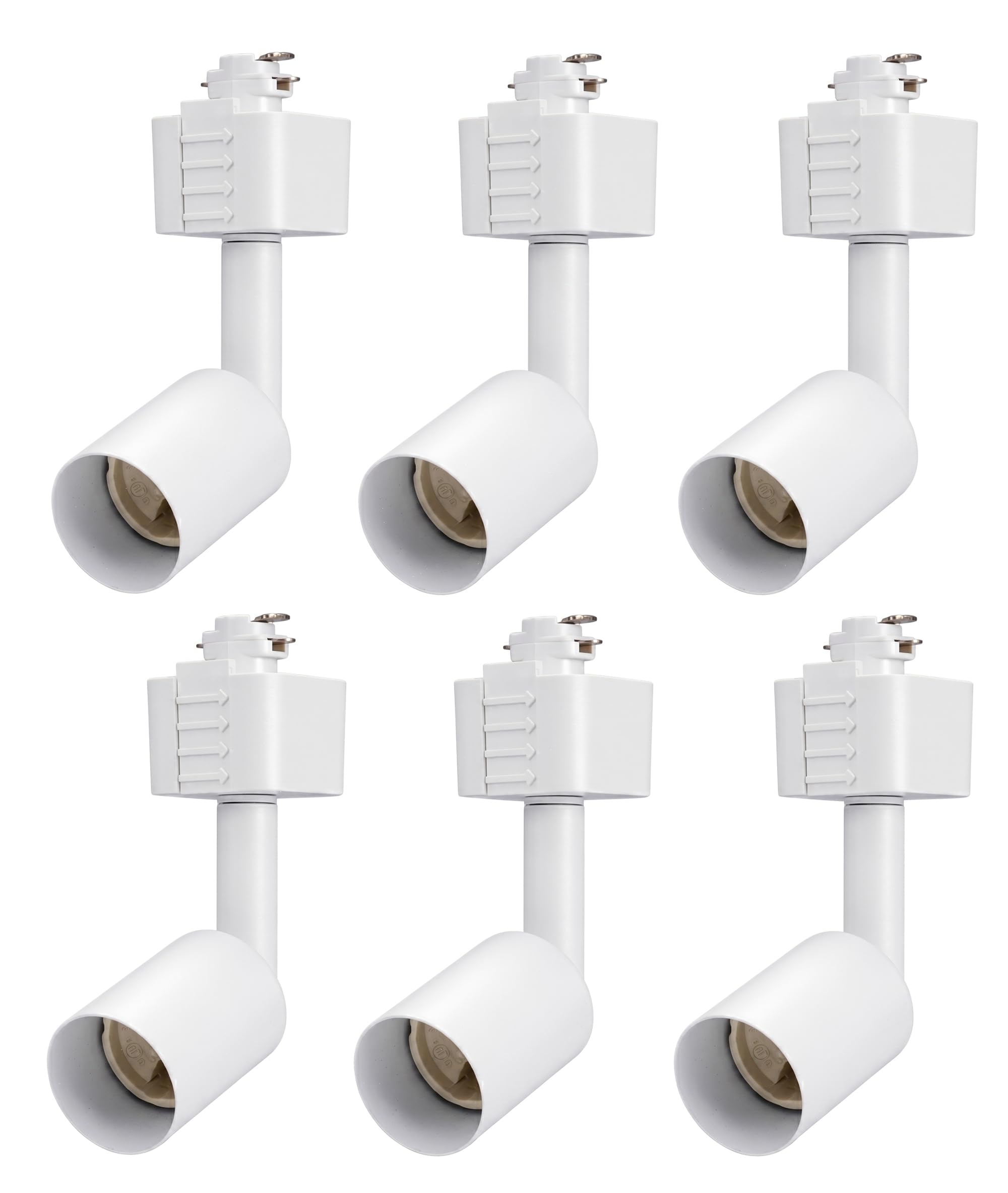 Cloudy Bay 6-pack matte white cylinder GU10 track light heads for H-type track systems, white background