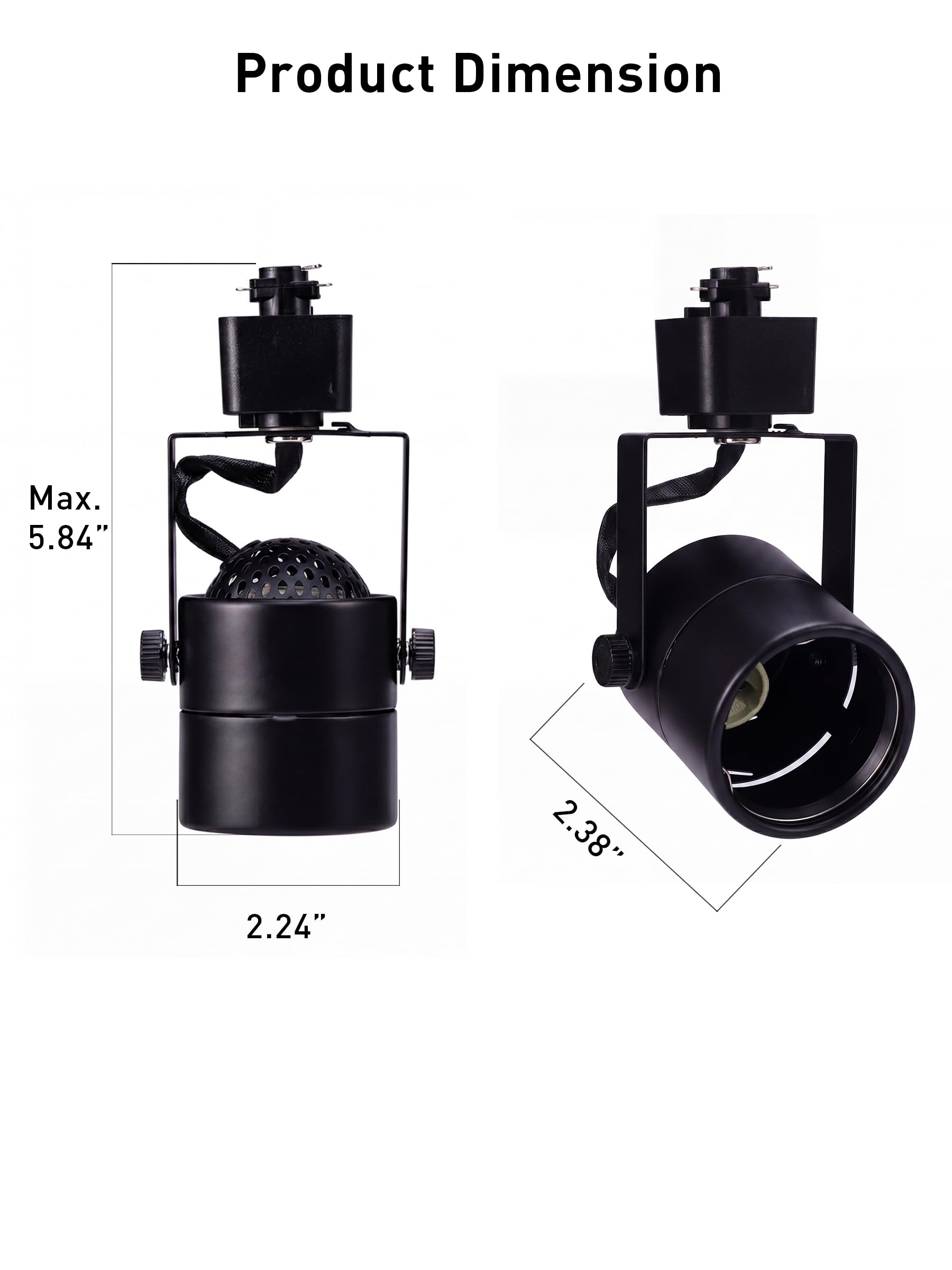 Single round track light head with dimensions marked: 1.97-inch diameter, 2.28-inch height