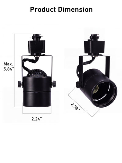Single round track light head with dimensions marked: 1.97-inch diameter, 2.28-inch height