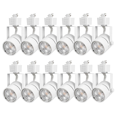 Cloudy Bay 12-pack matte white round GU10 track light heads for H-type track systems, white background