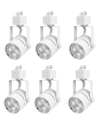 Cloudy Bay 6-pack matte white round GU10 track light heads for H-type track systems, white background