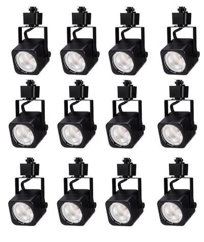 Cloudy Bay 12-pack matte black square GU10 track light heads for H-type track systems, white background