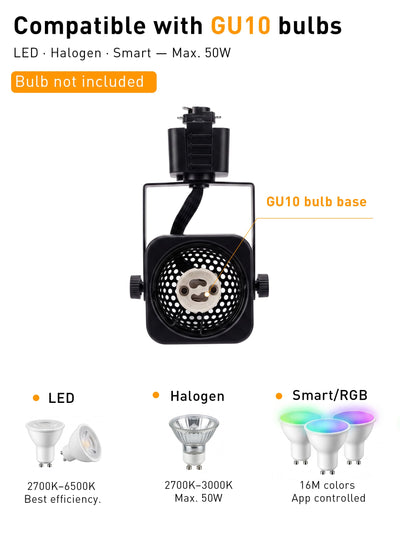 Single square track light head with dimensions marked: 1.97-inch diameter, 2.28-inch height