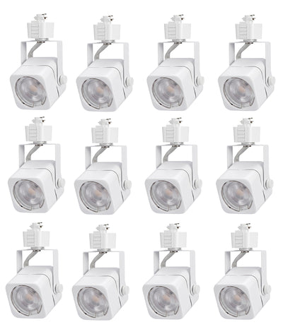 Cloudy Bay 12-pack matte white square GU10 track light heads for H-type track systems, white background