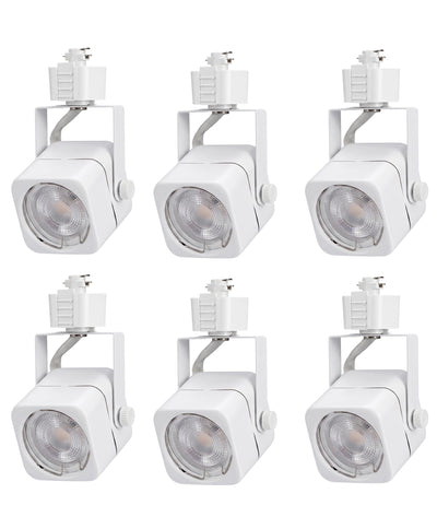 Cloudy Bay 6-pack matte white square GU10 track light heads for H-type track systems, white background
