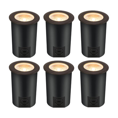 Cloudy Bay 6-pack 9W in-ground well lights with open flat tops, black die-cast aluminum, 5CCT selectable