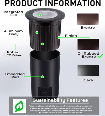 LED Low Voltage In-Ground Well Lights - Flat Top, 6 PCs