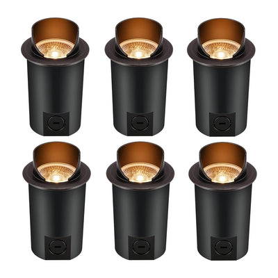 Cloudy Bay 6-pack 9W in-ground well lights with shielded tops, black die-cast aluminum, 5CCT selectable