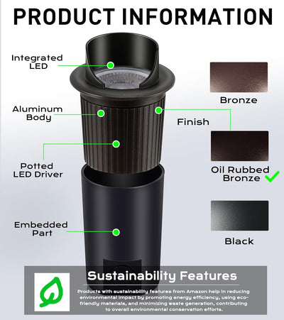 LED Low Voltage In-Ground Well Lights - Shielded Top, 6-Pack