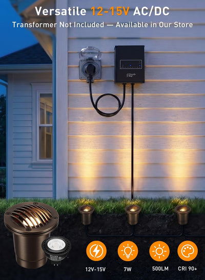 Landscape Low Voltage In Ground Light with Replaceable 7W MR16 LED Bulbs,Grated Top