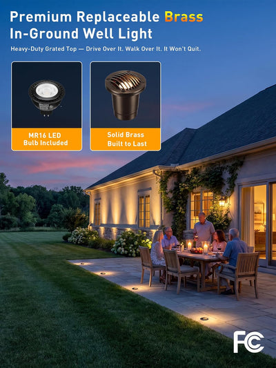 Landscape Low Voltage In Ground Light with Replaceable 7W MR16 LED Bulbs,Grated Top