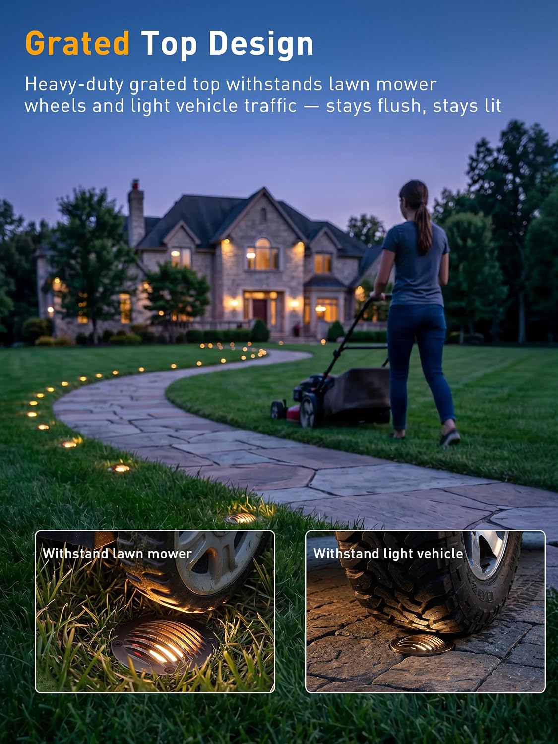 Landscape Low Voltage In Ground Light with Replaceable 7W MR16 LED Bulbs,Grated Top