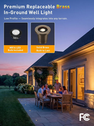 Landscape Low Voltage In Ground Light with Replaceable 7W MR16 LED Bulbs,Shielded Top
