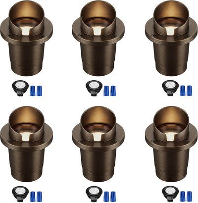 6PK, Landscape Low Voltage In Ground Light with Replaceable 7W MR16 LED Bulbs,Shielded Top