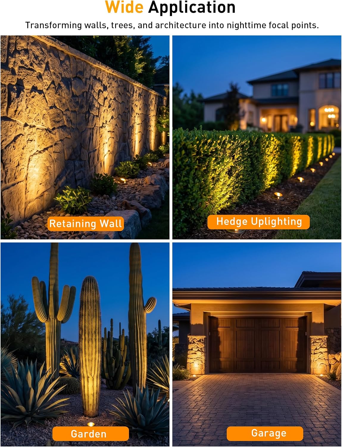 6PK, Landscape Low Voltage In Ground Light with Replaceable 7W MR16 LED Bulbs,Shielded Top