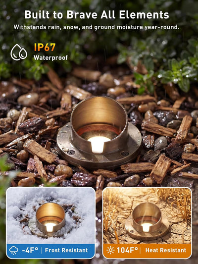 6PK, Landscape Low Voltage In Ground Light with Replaceable 7W MR16 LED Bulbs,Shielded Top