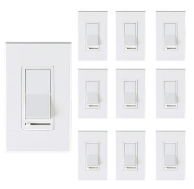 Cloudy Bay 10-pack white in-wall slide dimmer switches in a 2x5 layout