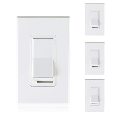 Cloudy Bay 4-pack white in-wall slide dimmer switches in a 2x2 layout